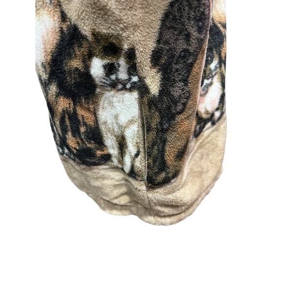 Vintage Blair Cats Kittens Jacket Coat Fleece Zip Women’s Sz M Brown Tan - Picture 7 of 10